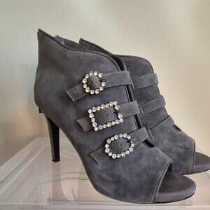 White House Black Market Grey Booties, Suede, Size 8 1/2